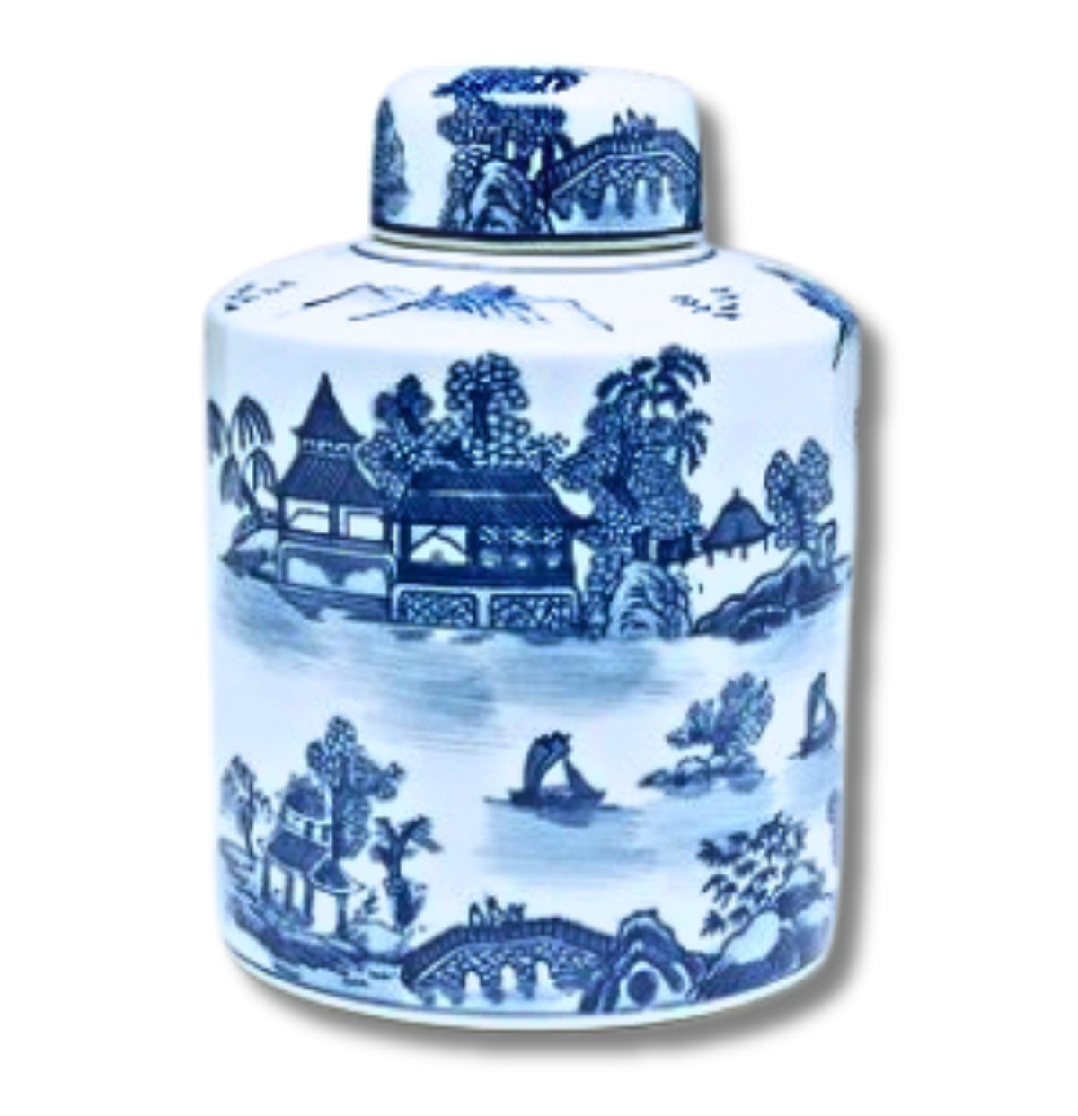 Emilie Blue & White Willow Jar