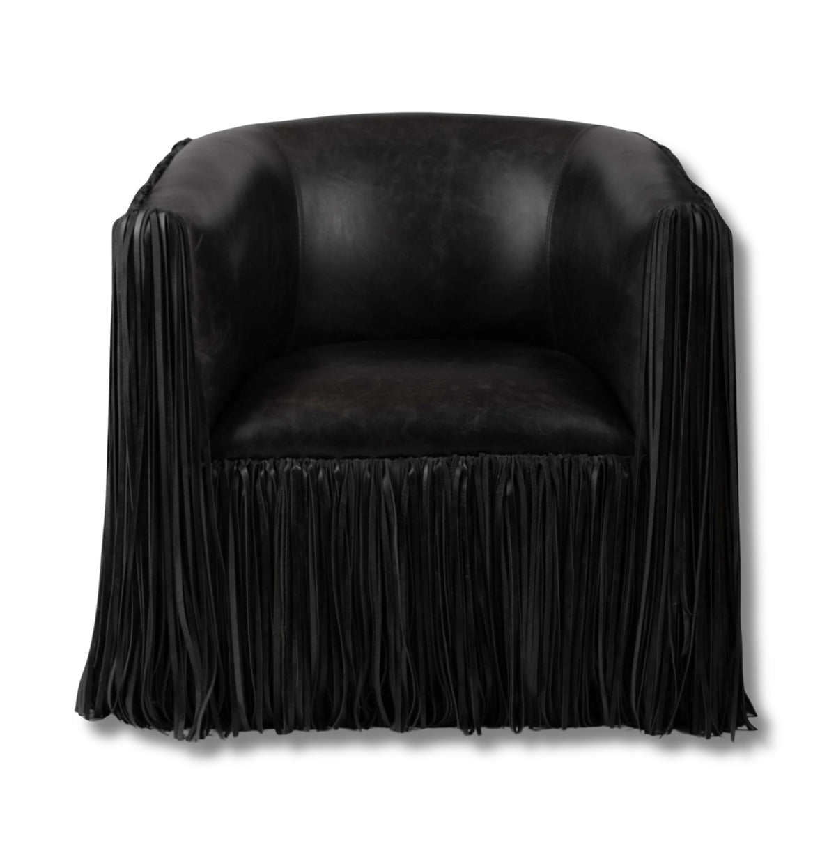 Marisol Shaggy Leather Swivel Chair