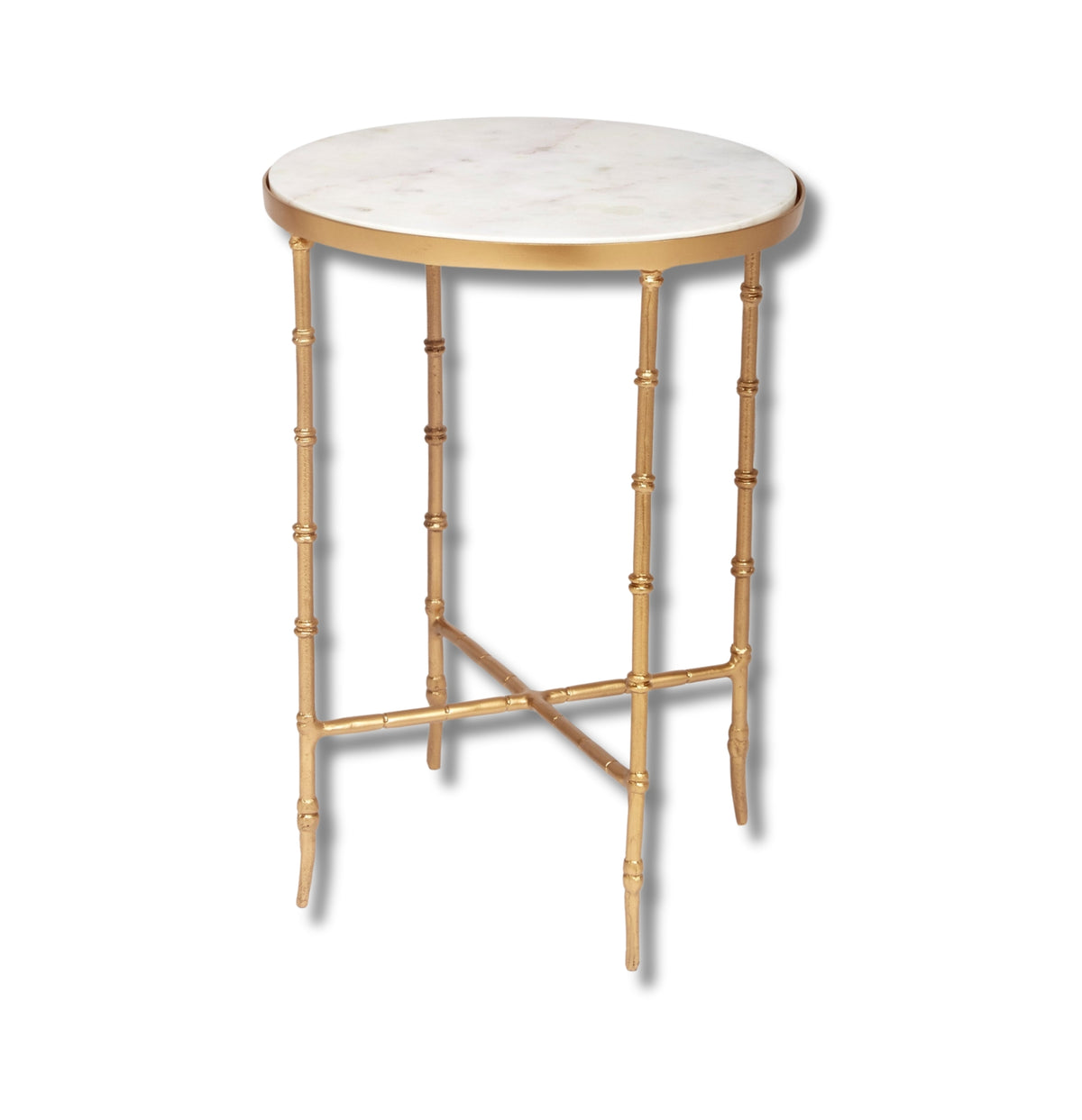 Nadine Gold & White Marble Accent Table