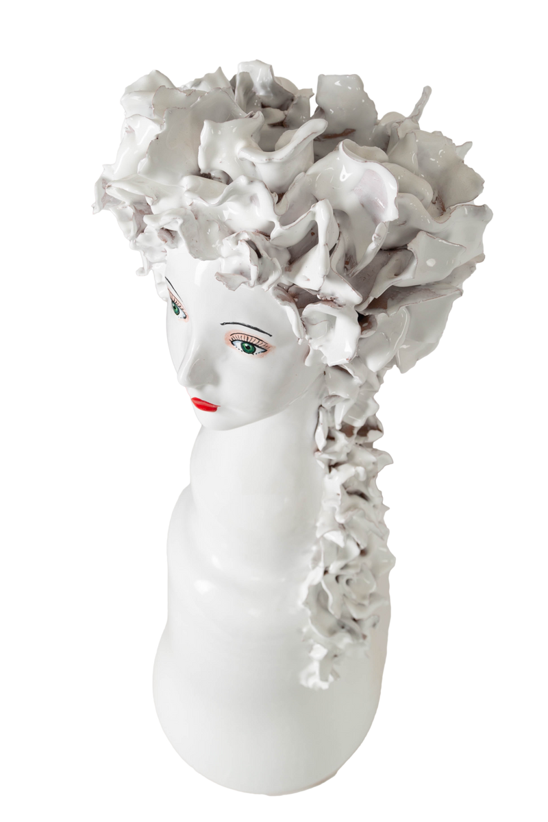 Tall Ceramic Head Vase Flowers