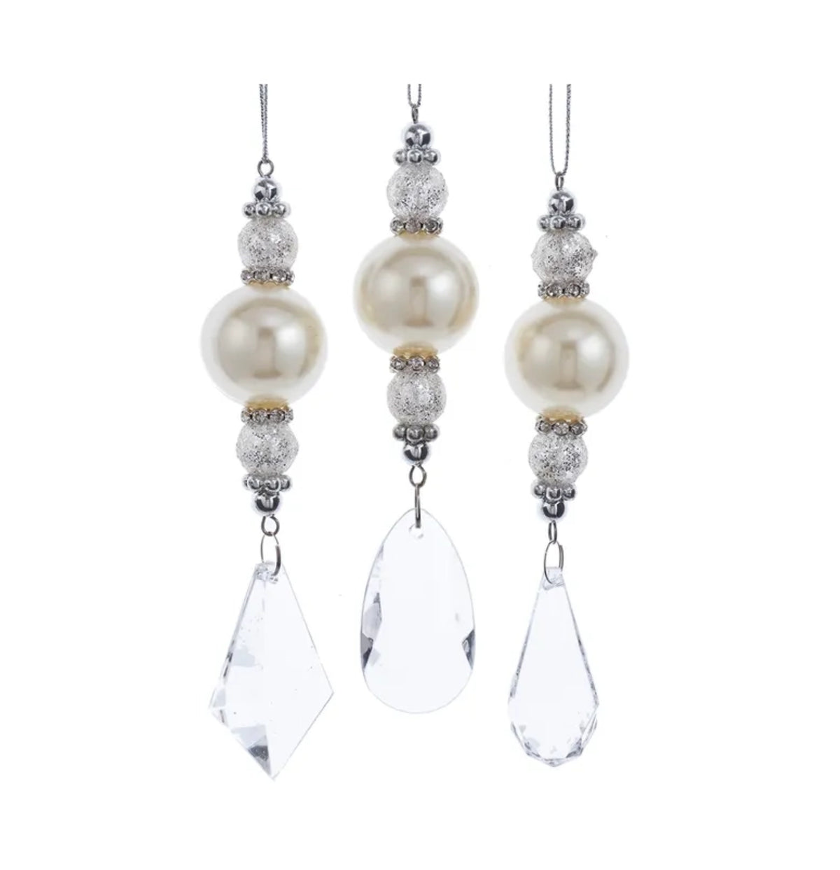 Pearl Pendant Ornament W/ Acrylic Drop (Case of 24)