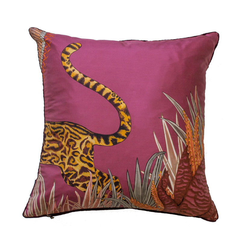 Cheetah Kings Forest Silk Pillow