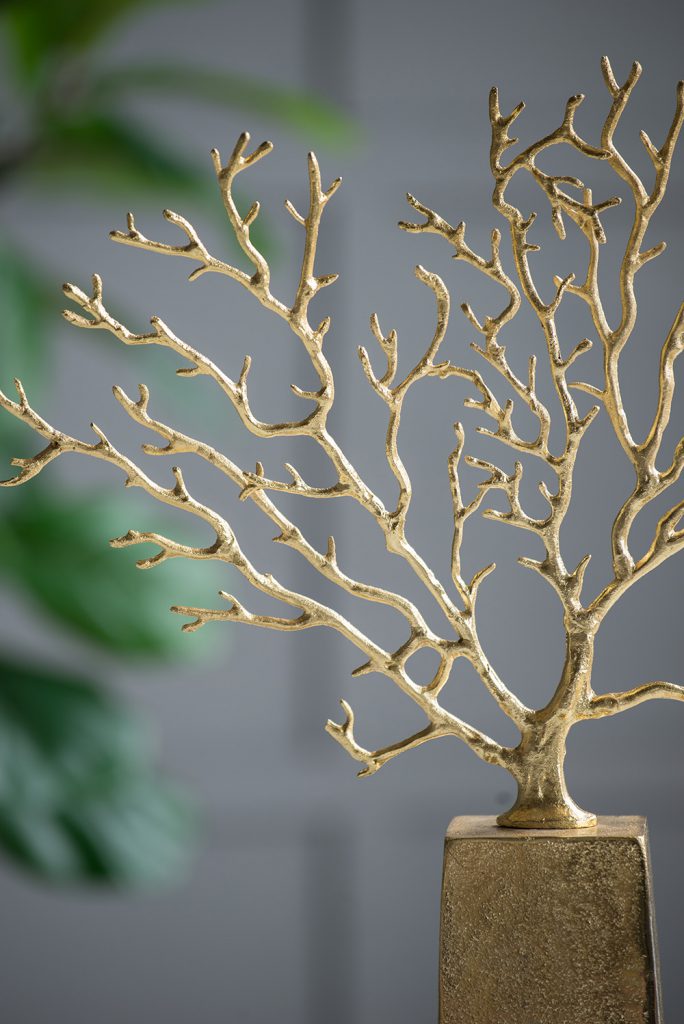 Radiant Golden Tree Accent Sculpture for Home Decor