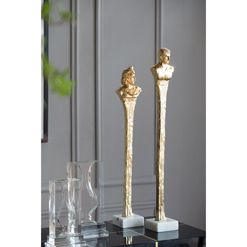 Elegant Gold Roman Statue with Marble Base for Modern Décor