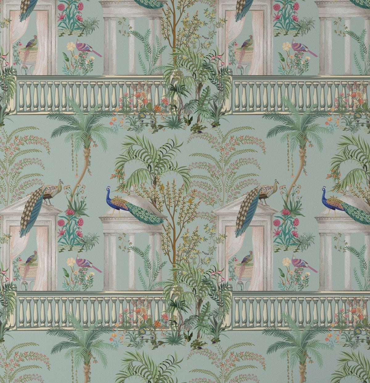 Peacock Floral Wallpaper