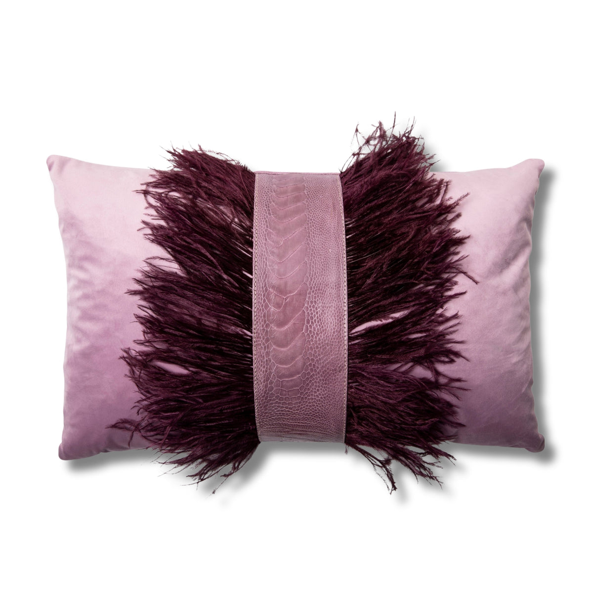 Pauline Ostrich Trim Velvet Pillow