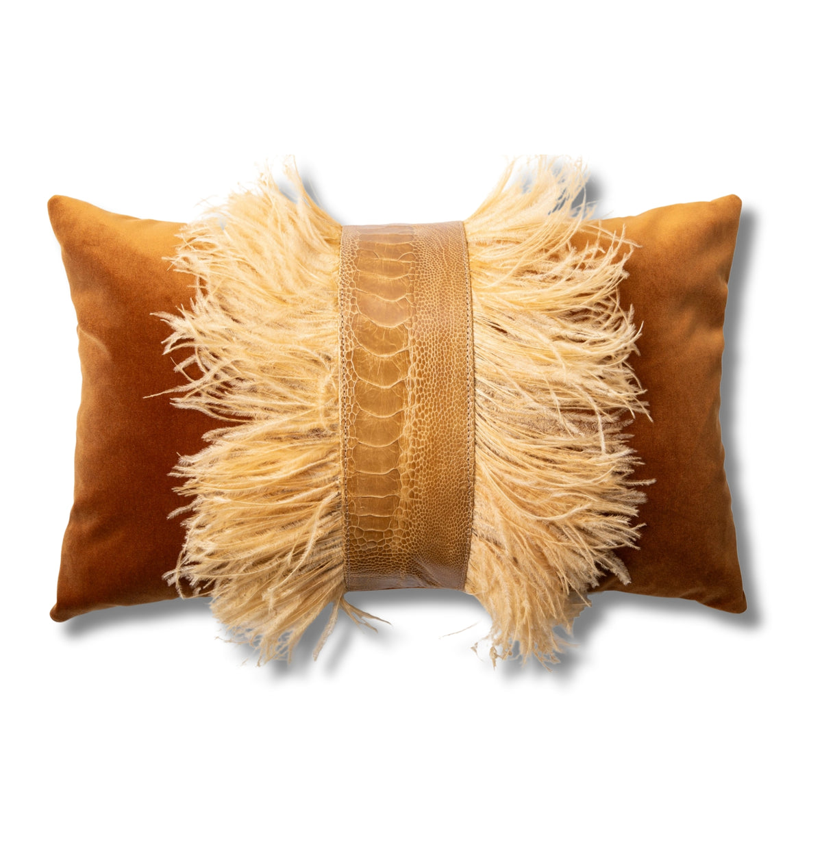 Courtney Ostrich Trim Velvet Pillow