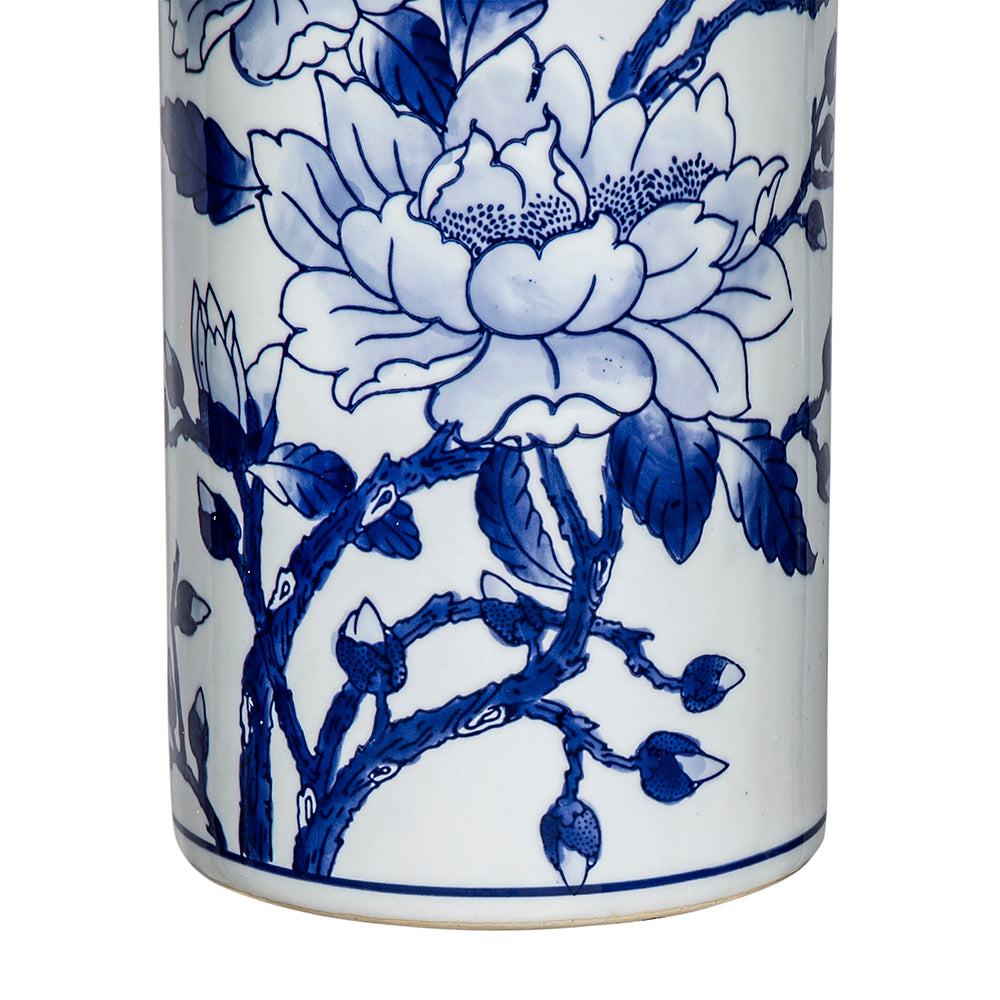 Blue White Magnolia Jar