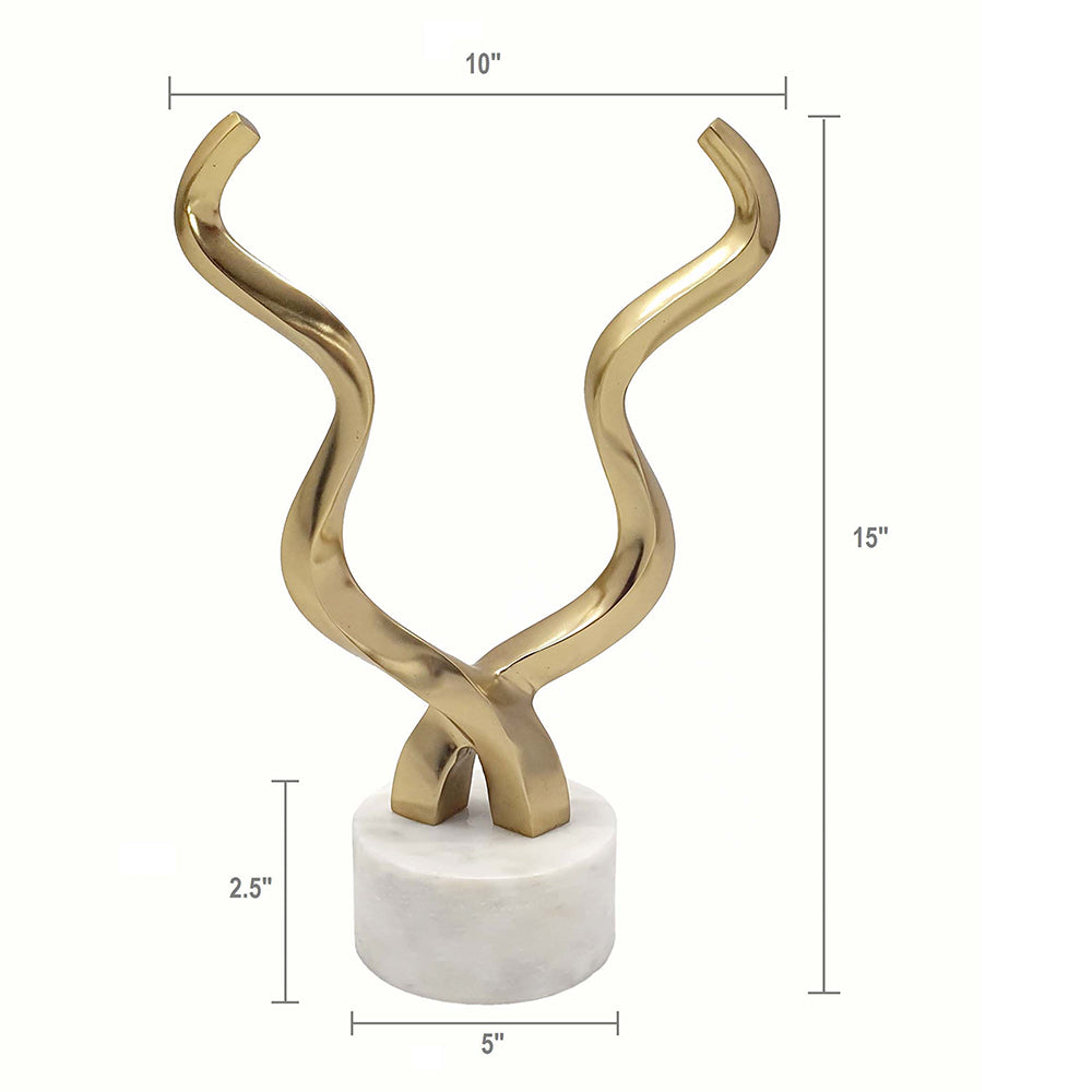 Gold Horn Sculpture With Marble