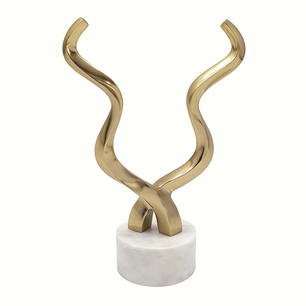 Gold Horn Sculpture With Marble