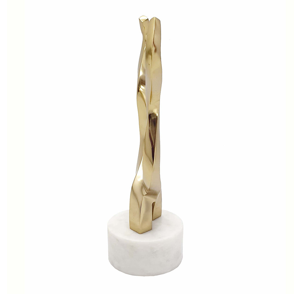 Gold Horn Sculpture With Marble