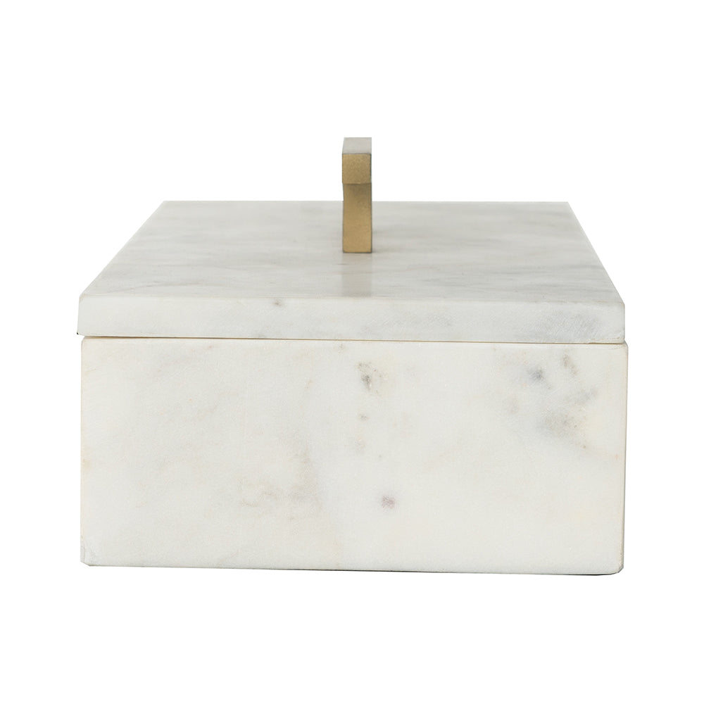 White Marble Lidded Rectangle Box