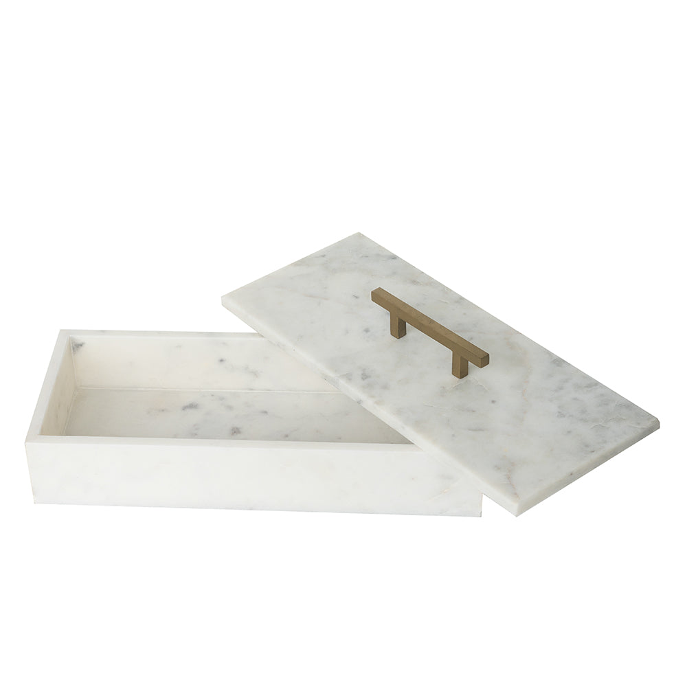 White Marble Lidded Rectangle Box