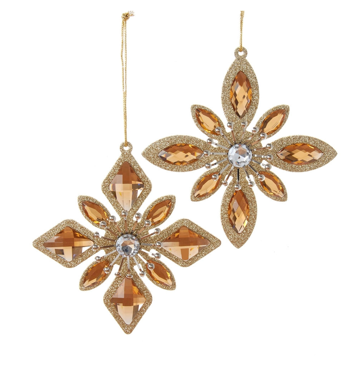 5.3" Gold Jewel Snowflake Ornaments (Set of 24)