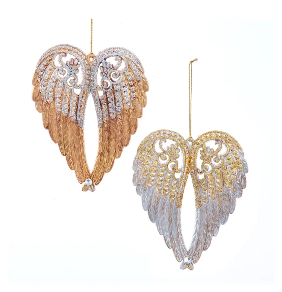 6" Ombre Gold & Silver Angel Wings Ornaments (Set of 24)