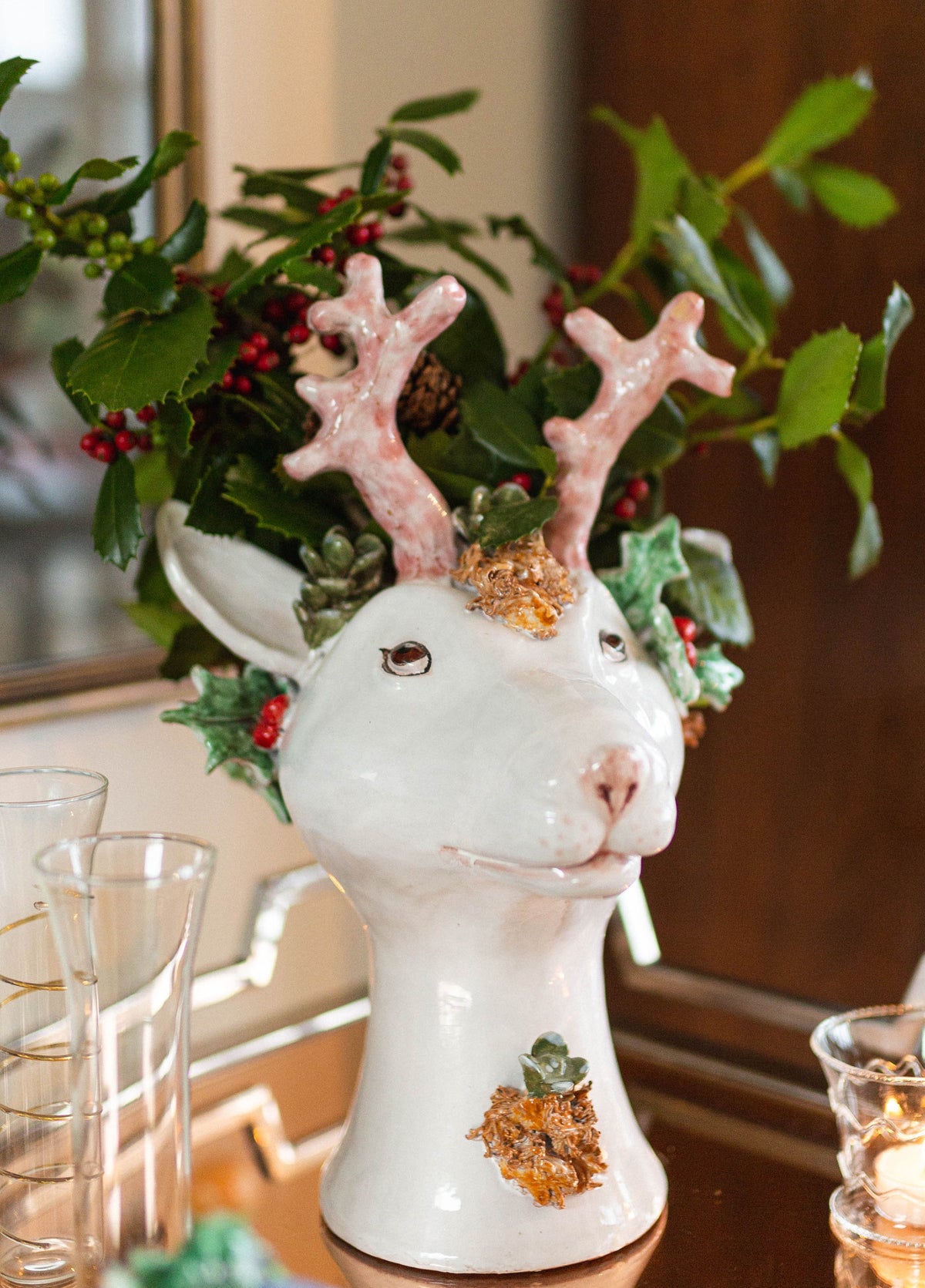 Ceramic Reindeer Head Vase Heidi