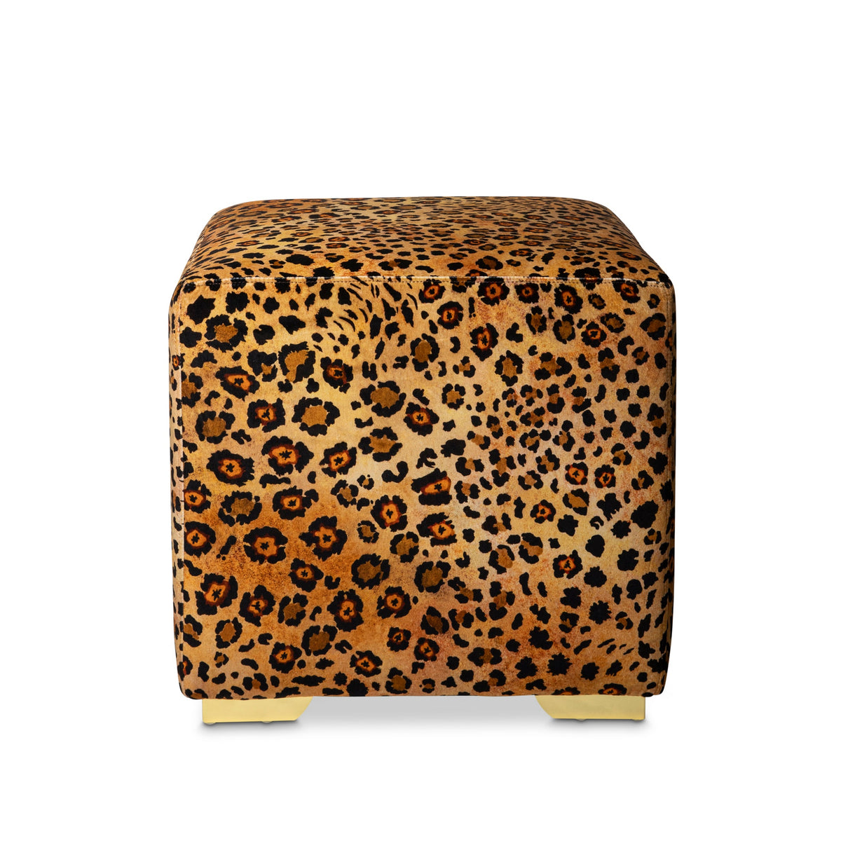 Safari Spot Velvet Gold Cube Ottoman