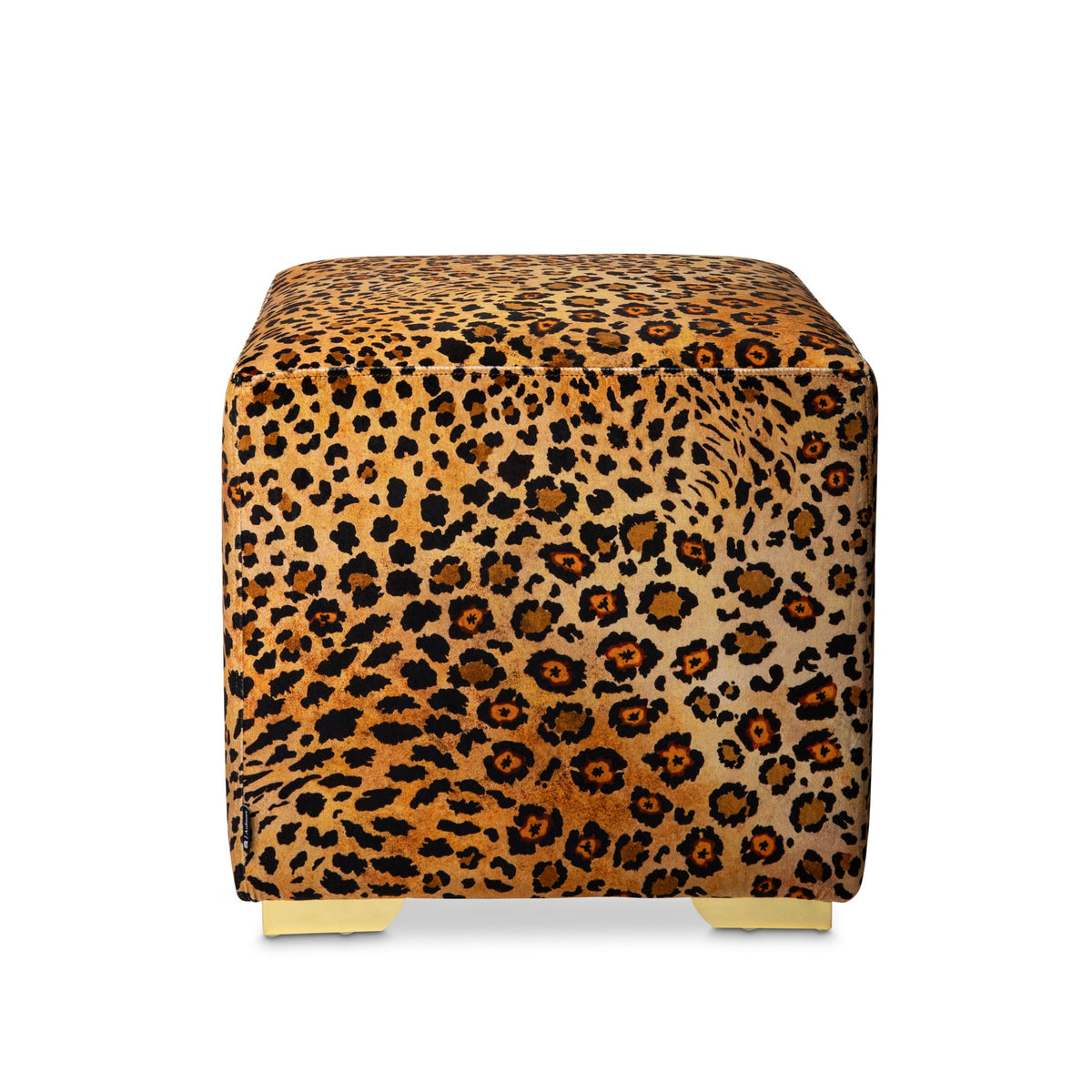 Safari Spot Velvet Gold Cube Ottoman