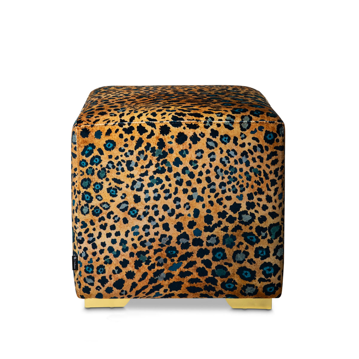 Safari Spot Velvet Midnight Cube Ottoman