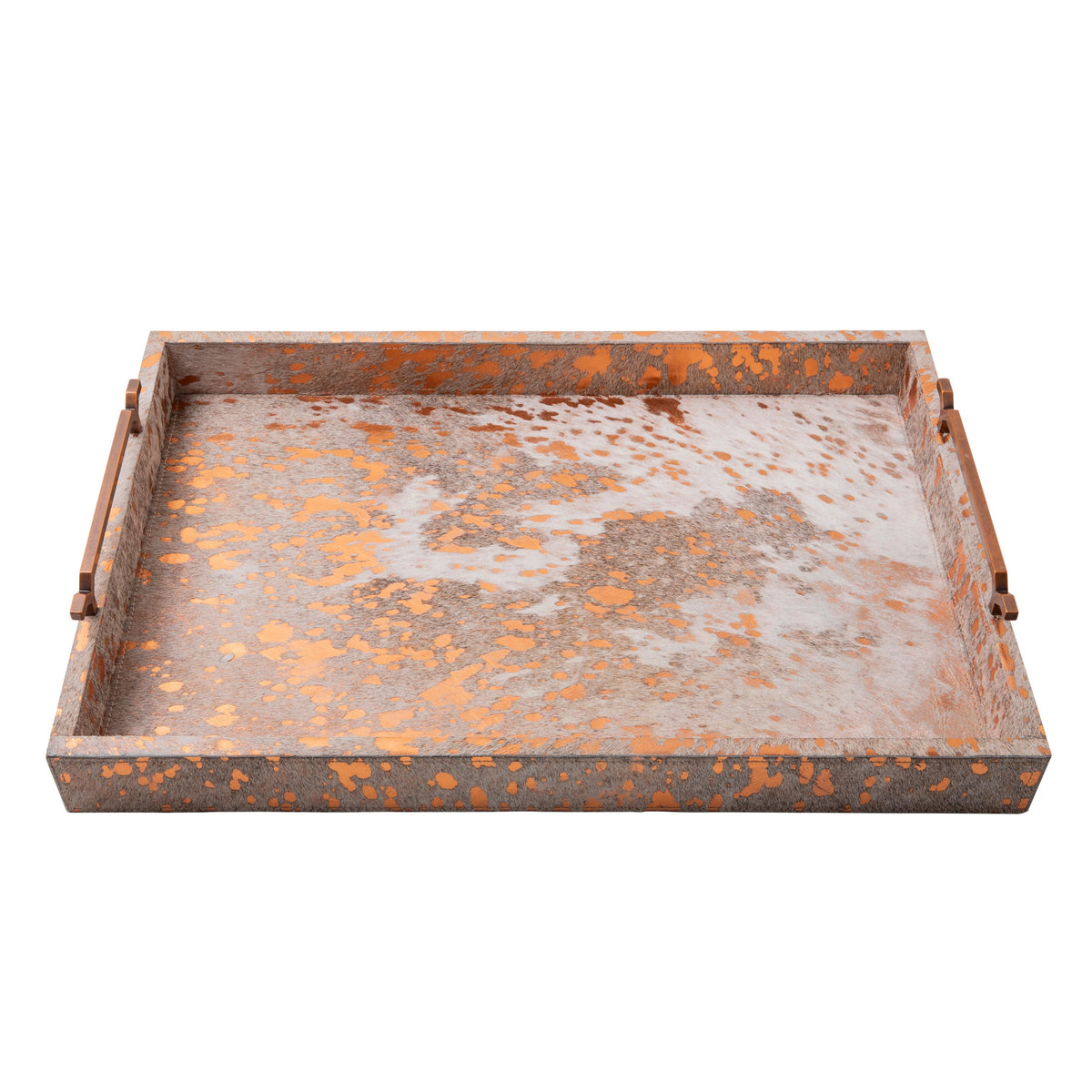 Metallic Copper Cowhide Decor Tray