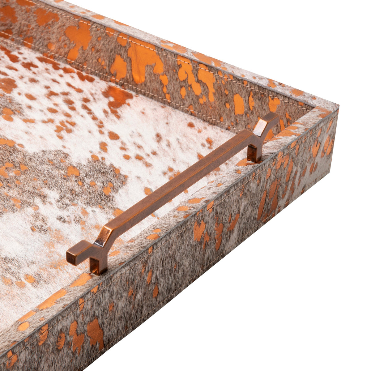 Metallic Copper Cowhide Decor Tray