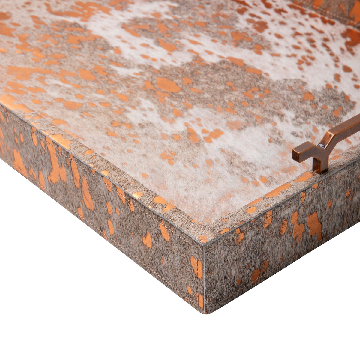 Metallic Copper Cowhide Decor Tray