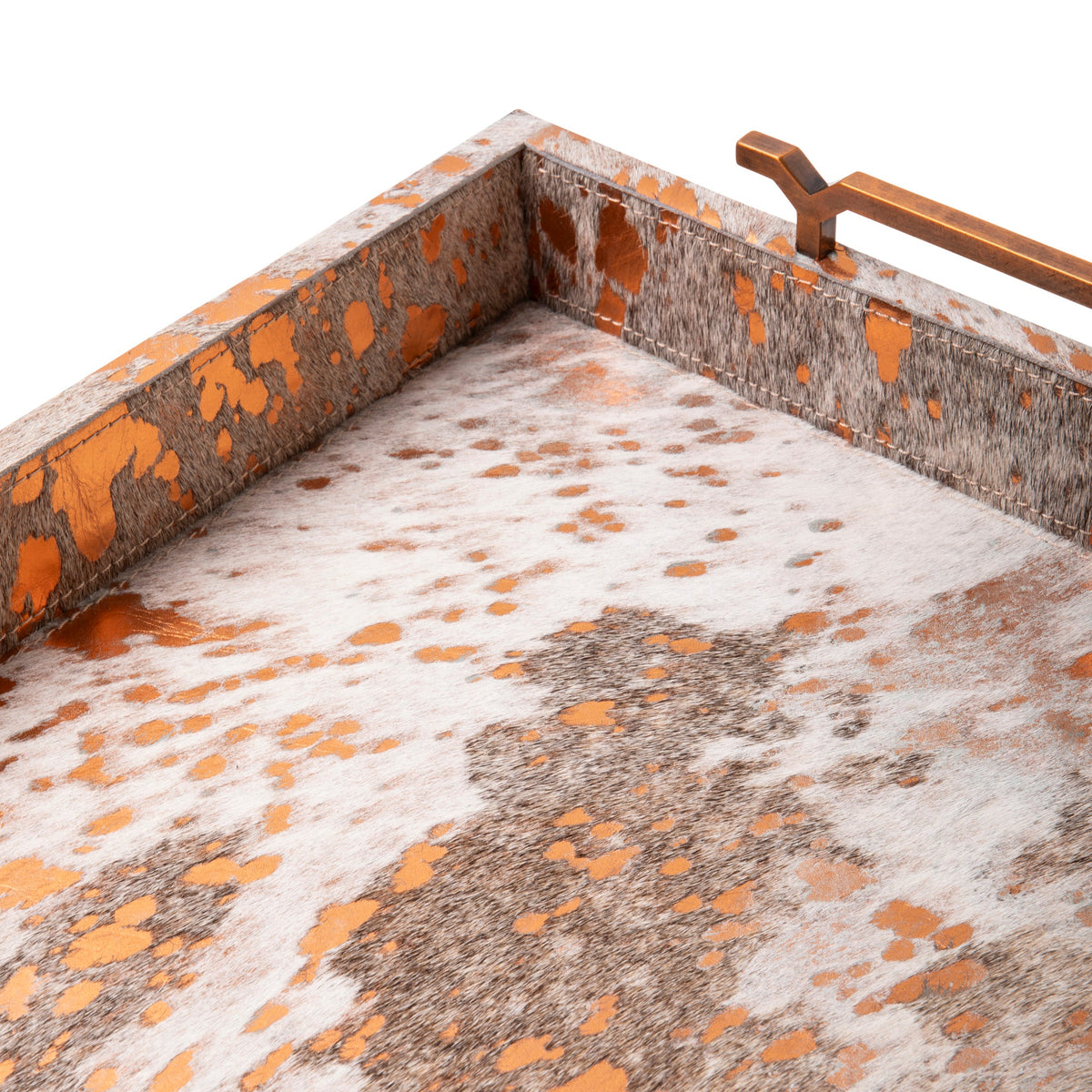 Metallic Copper Cowhide Decor Tray