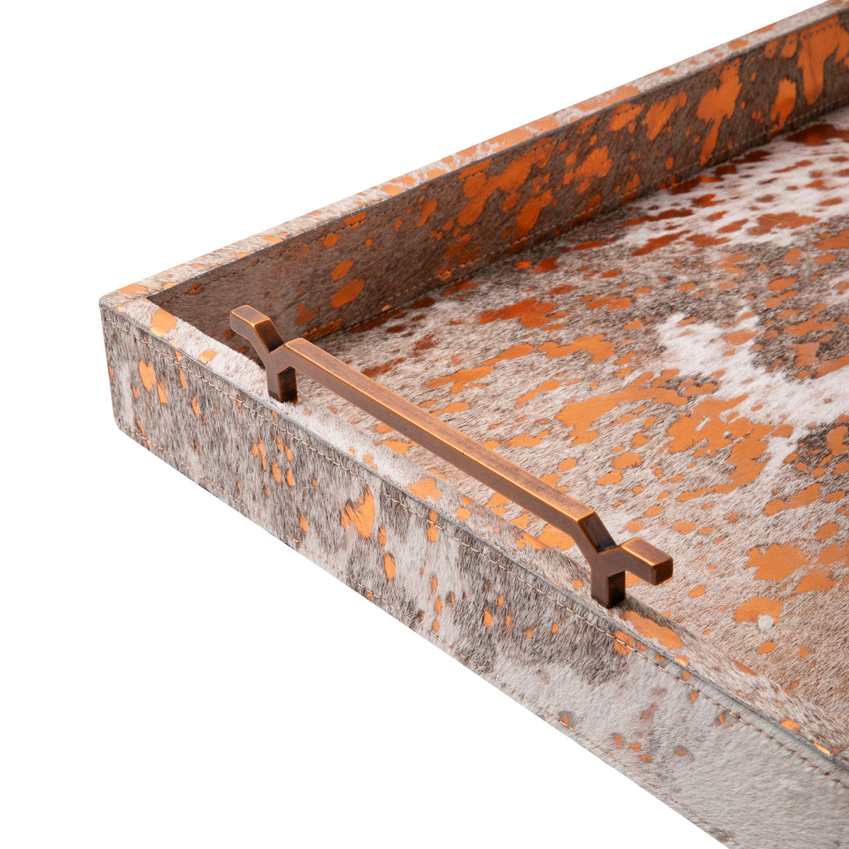 Metallic Copper Cowhide Decor Tray