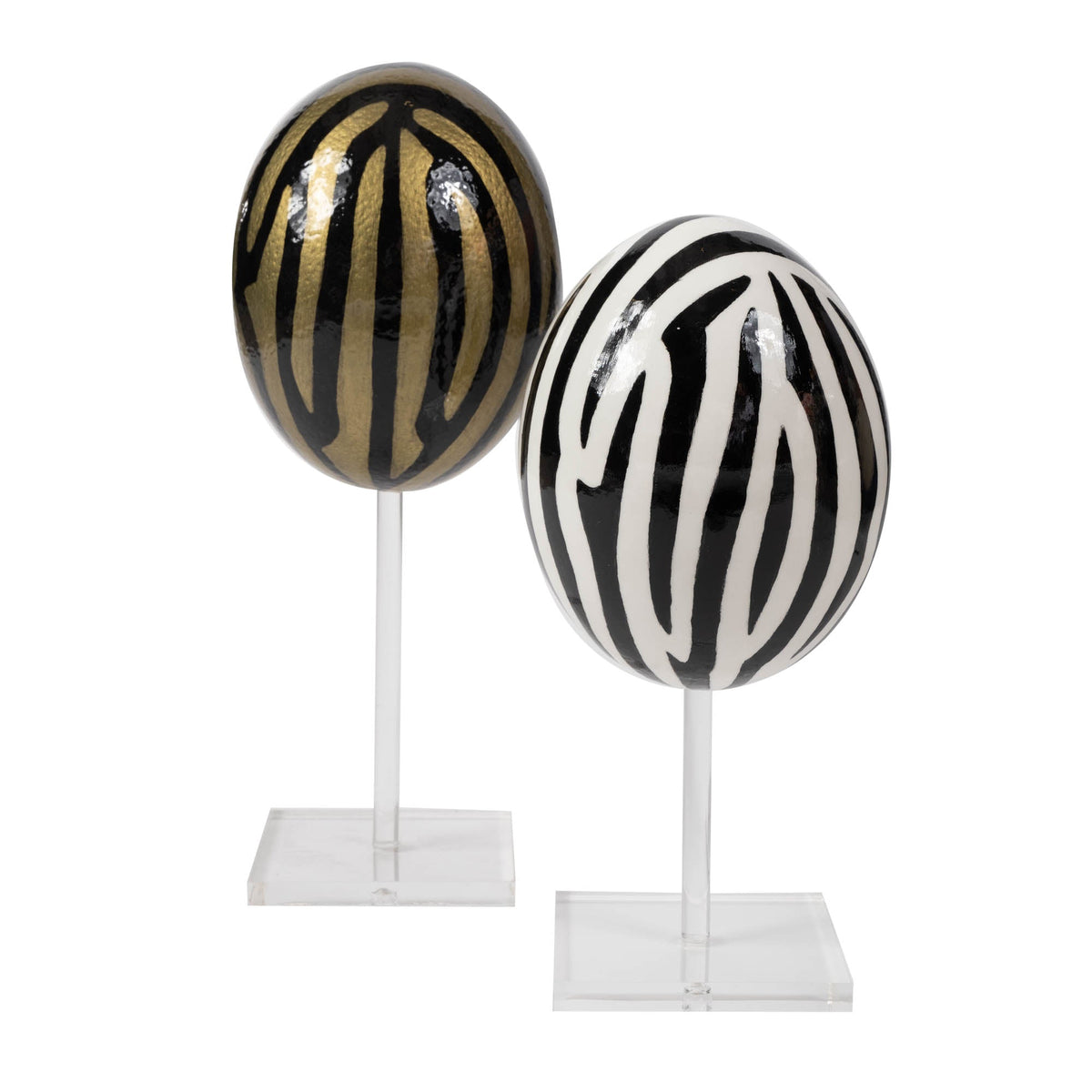 Black Gold Zebra Ostrich Egg