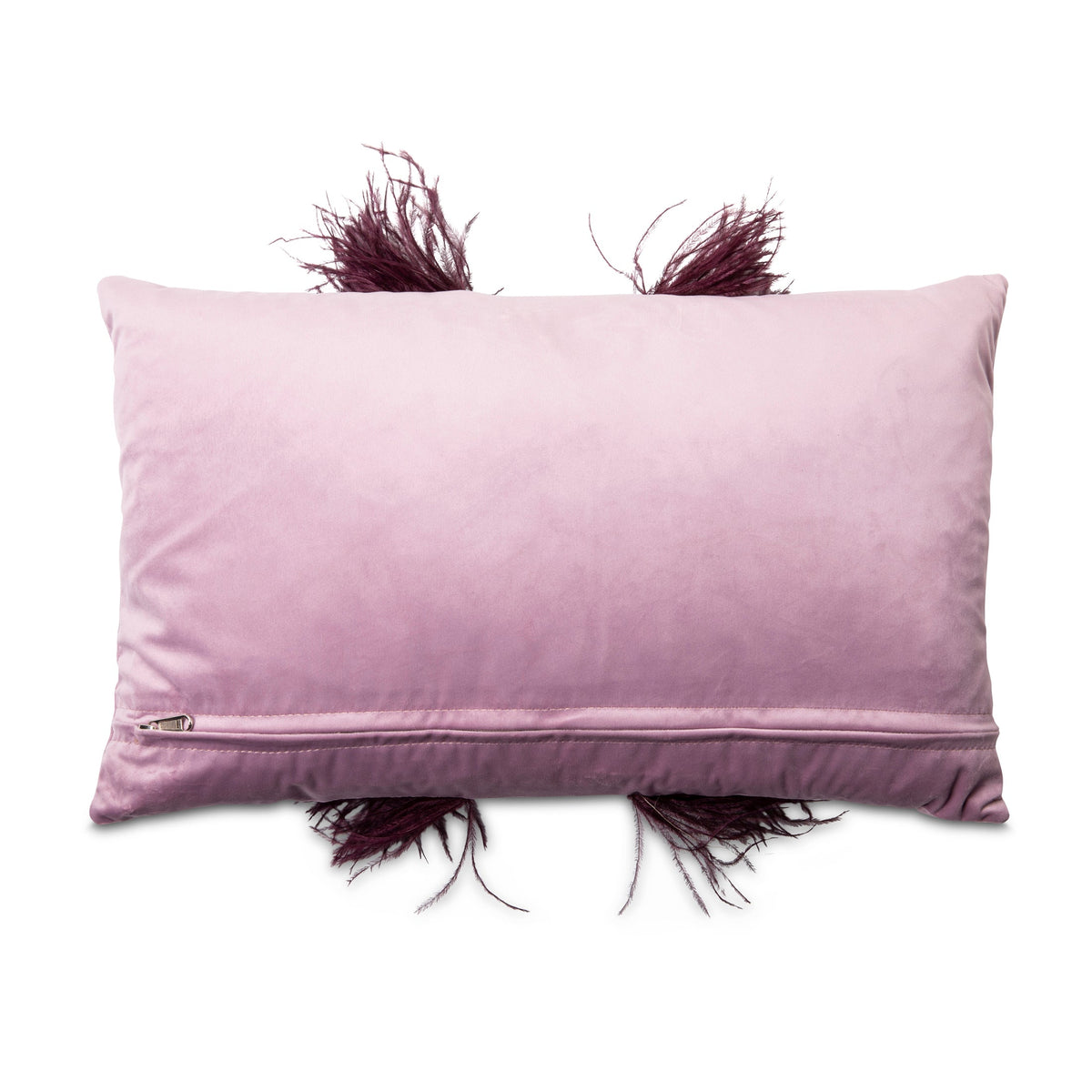 Ostrich Trim Velvet Pillow