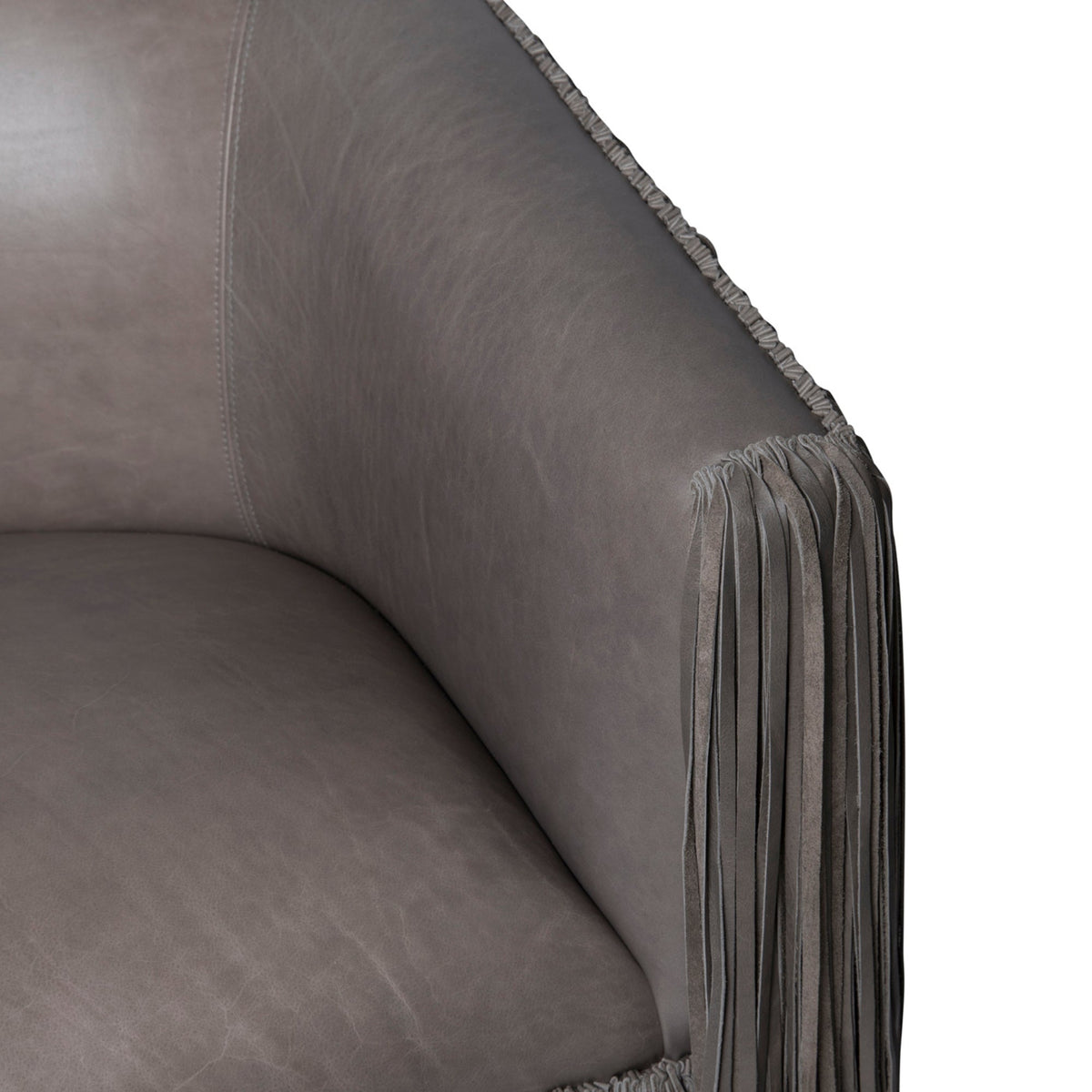 Shaggy Leather Swivel Accent Chair