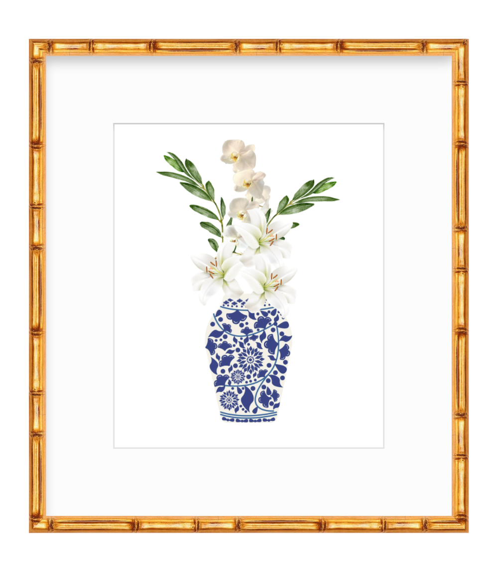 Claudia Print - Chinoiserie Vase w/ White Arrangement