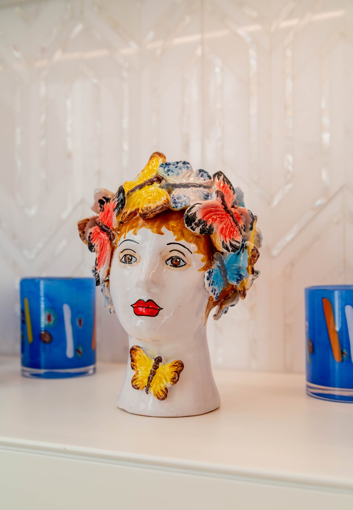 Ceramic Head Vase Butterflies