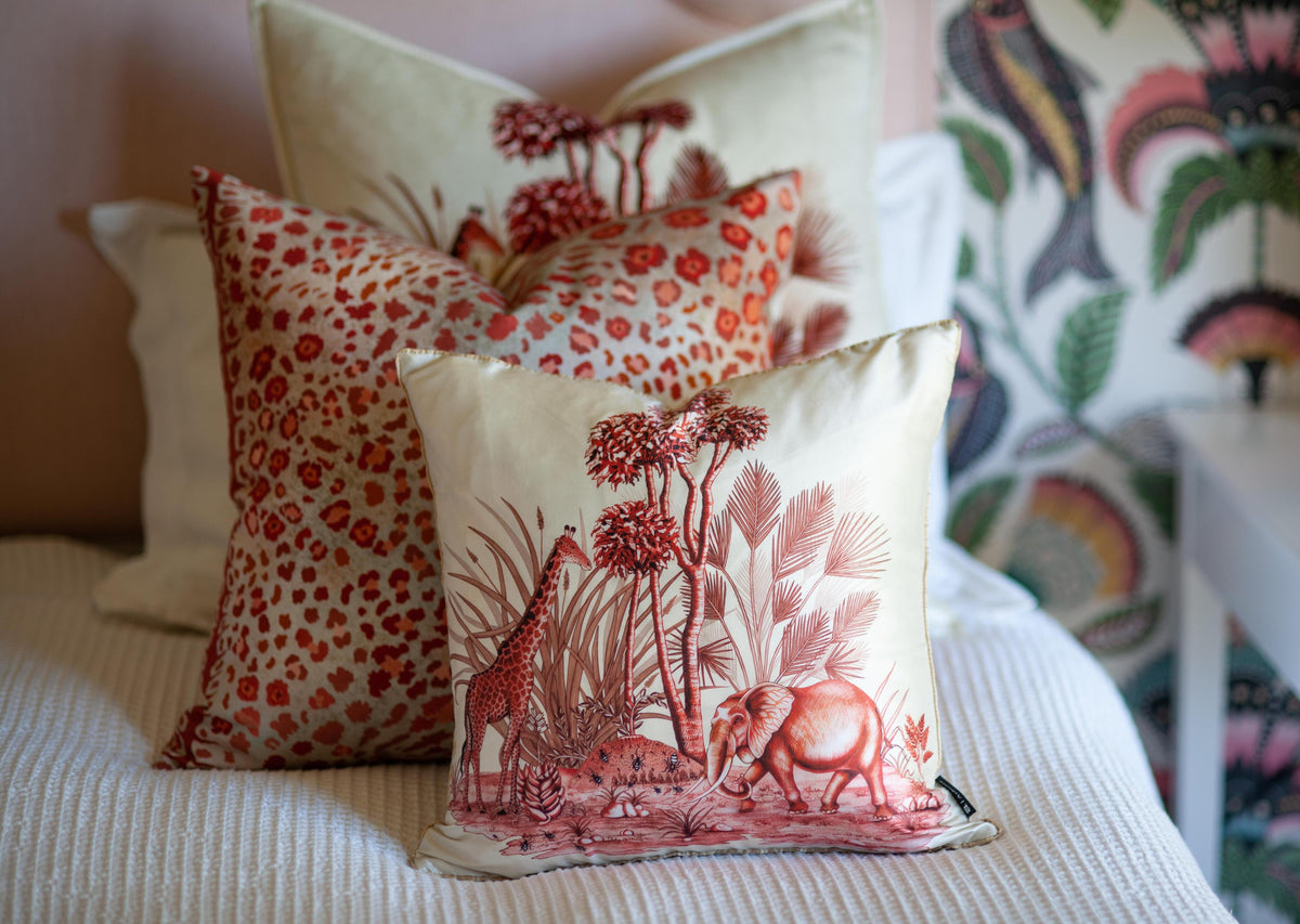 Safari Spot Pillow Cotton Coral