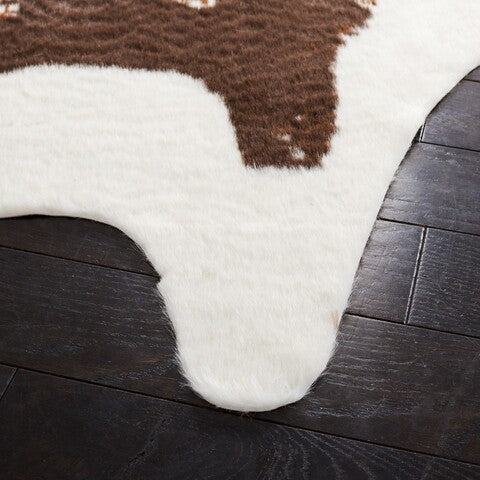 Luxurious Ivory and Dark Brown Faux Cow Hide Area Rug