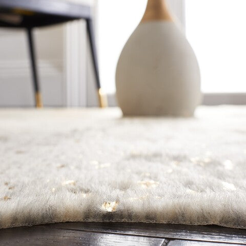 Elegant Grey and Beige Faux Cow Hide Area Rug