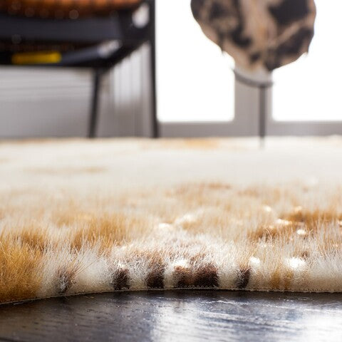 Elegant Beige and Dark Brown Faux Cowhide Rug - FCH207T