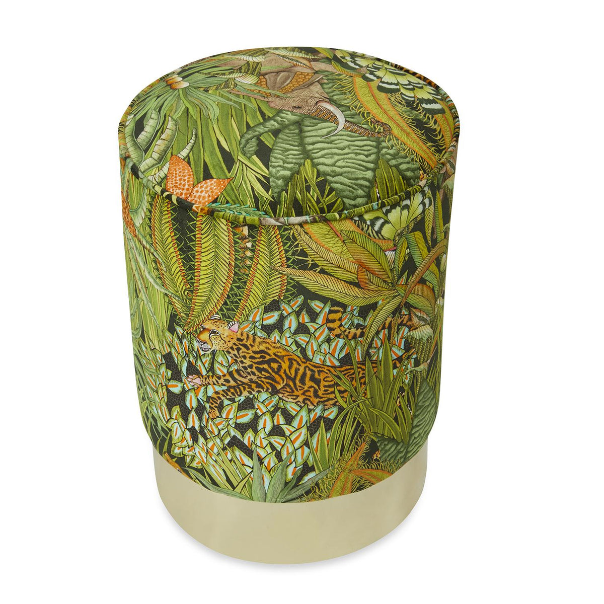 Sabie Forest Velvet Pouf Gold Base