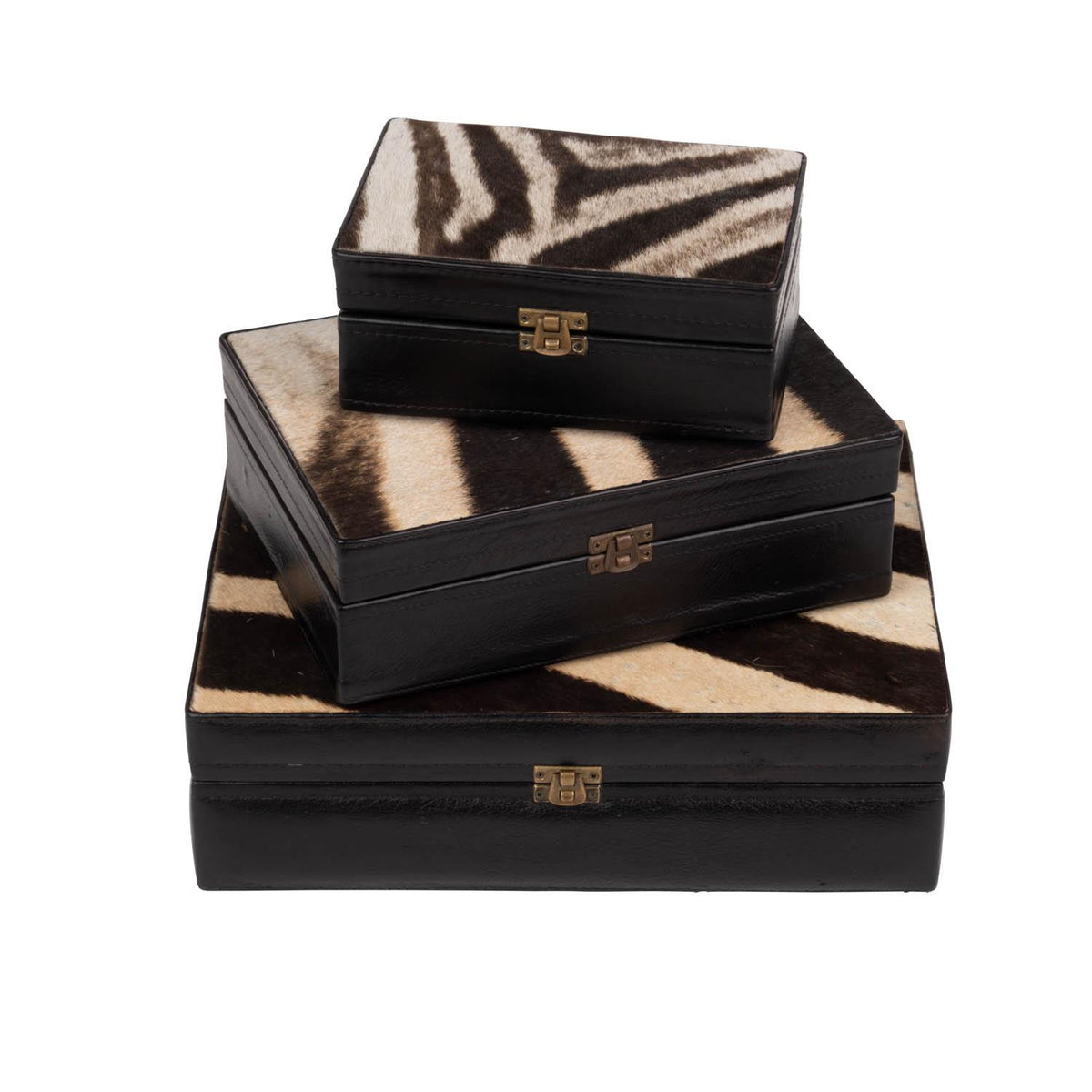 Zebra Leather Box Small