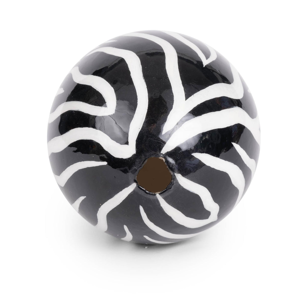 Handpainted Ostrich Egg Black White Zebra