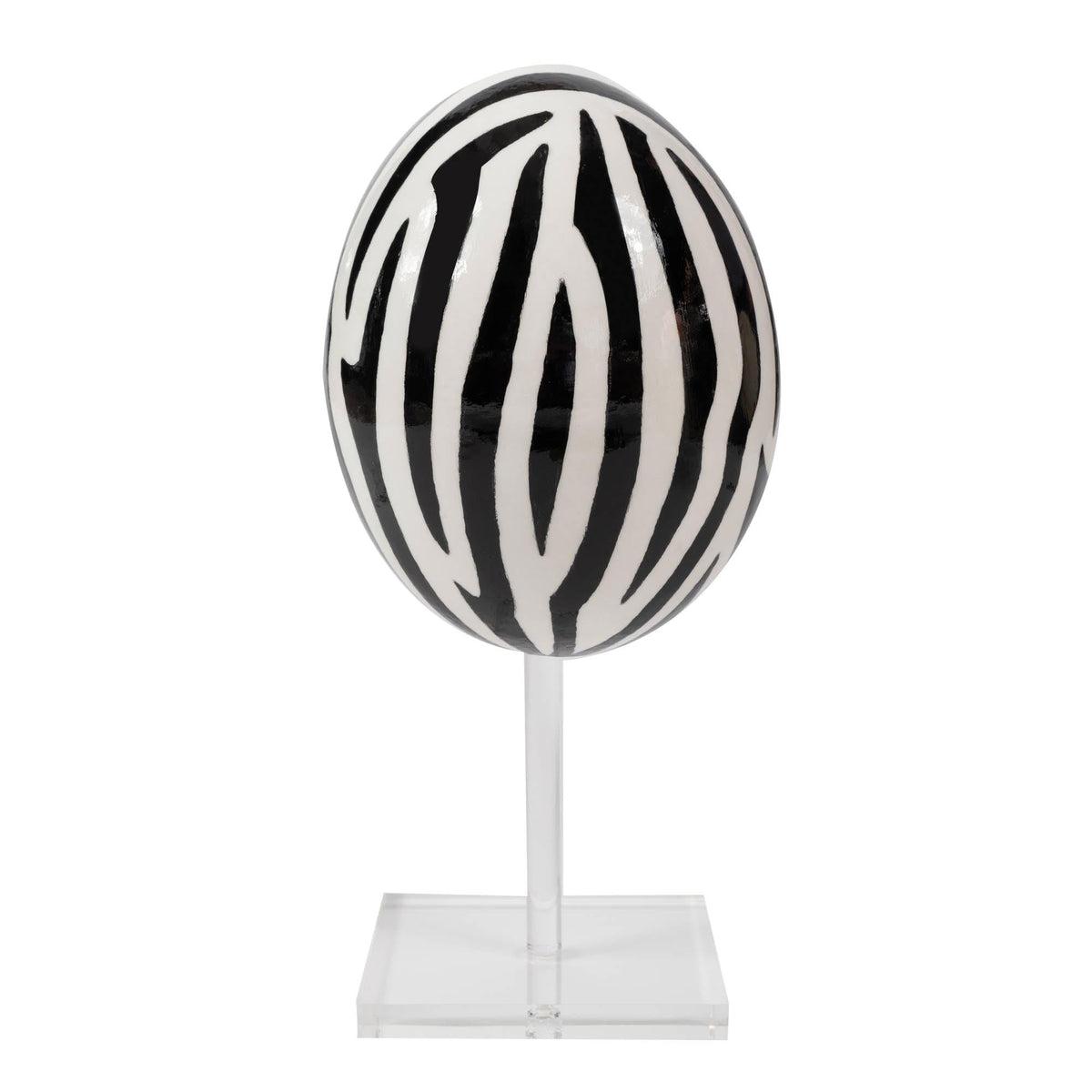 Handpainted Ostrich Egg Black White Zebra