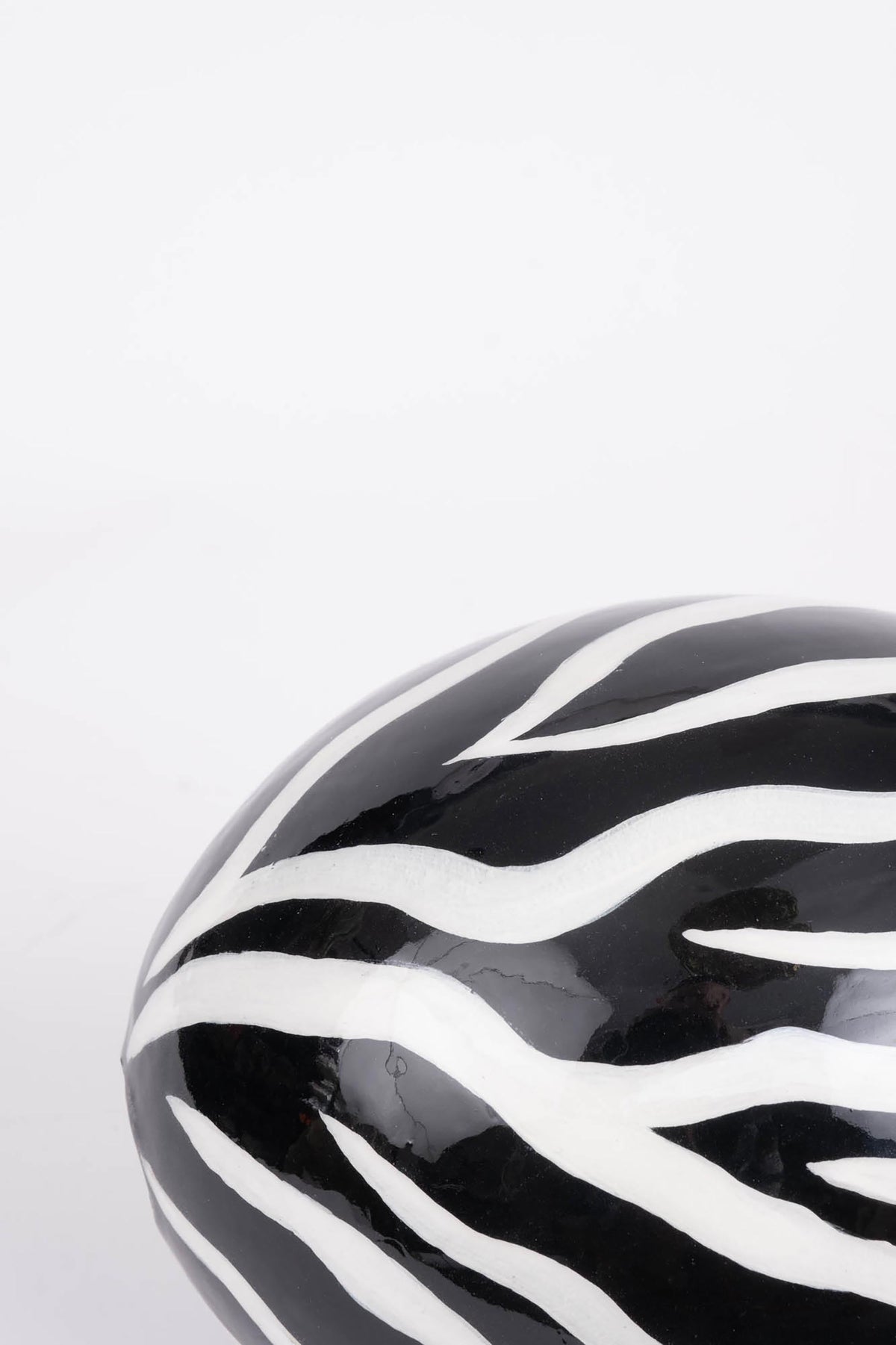 Handpainted Ostrich Egg Black White Zebra