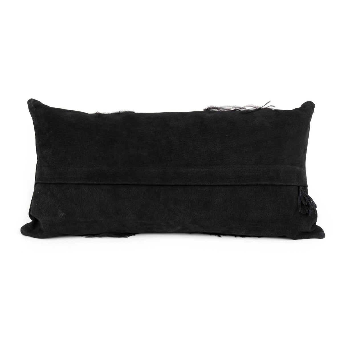 Ostrich Leather Feather Trim Suede Pillow